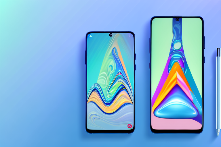 A samsung a13 smartphone with a stylized