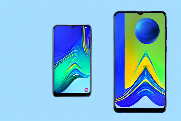 A samsung galaxy a13 smartphone with a glowing screen