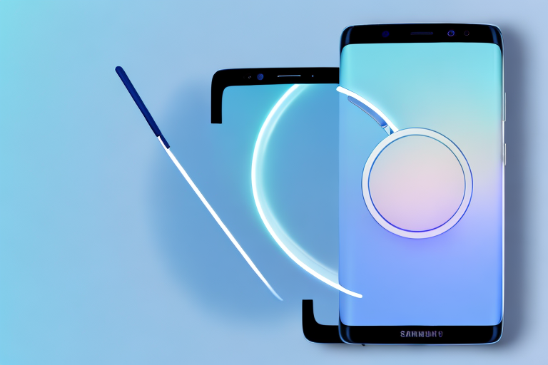 A samsung ao3s smartphone with a light effect indicating the screen being captured for a screenshot