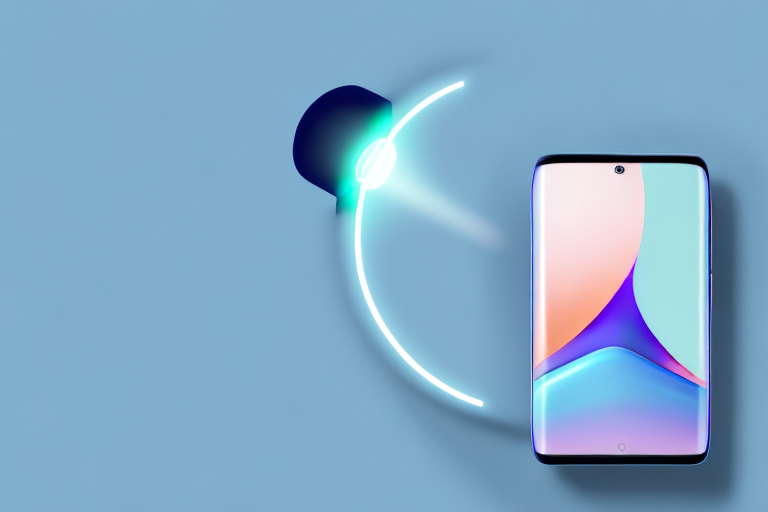 A samsung flip 4 phone with a light emanating from its screen