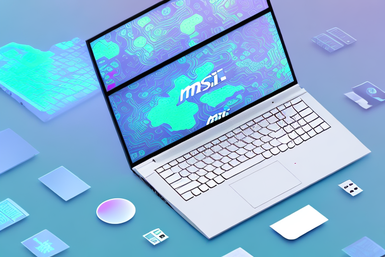 An msi laptop with a glowing screen