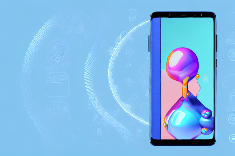 A samsung a53 smartphone with a glowing screen