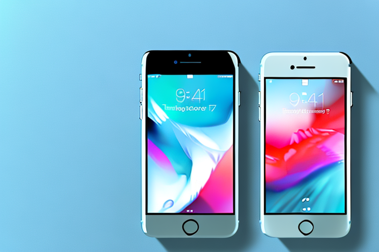 An iphone 7 with a highlighted home button and power button