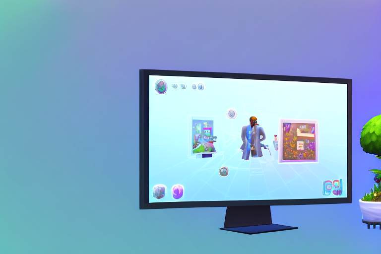 A computer with the sims 4 game interface on the screen