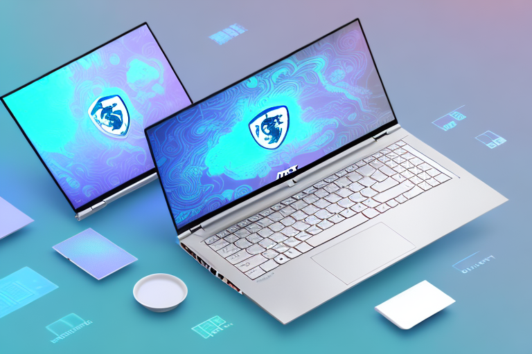 An msi laptop with a glowing screen