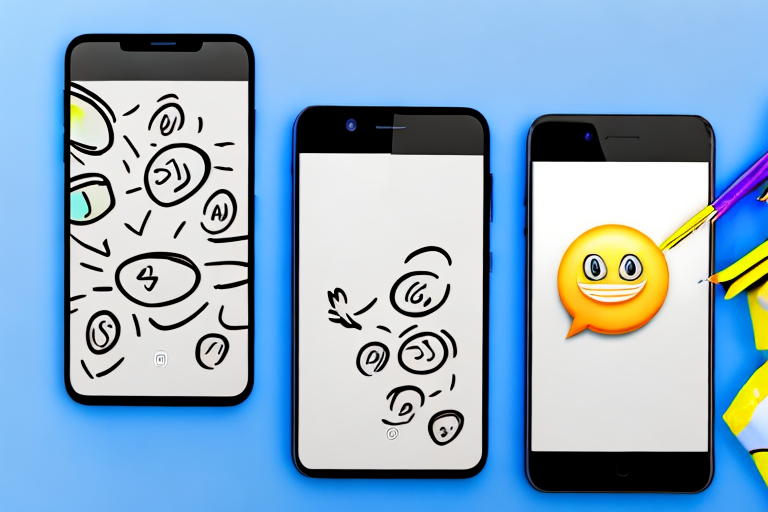 A smartphone displaying a snapchat screenshot with scribbles on it