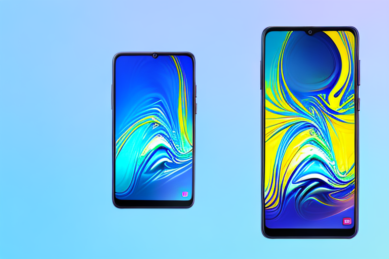 A samsung galaxy a13 smartphone with a glowing screen
