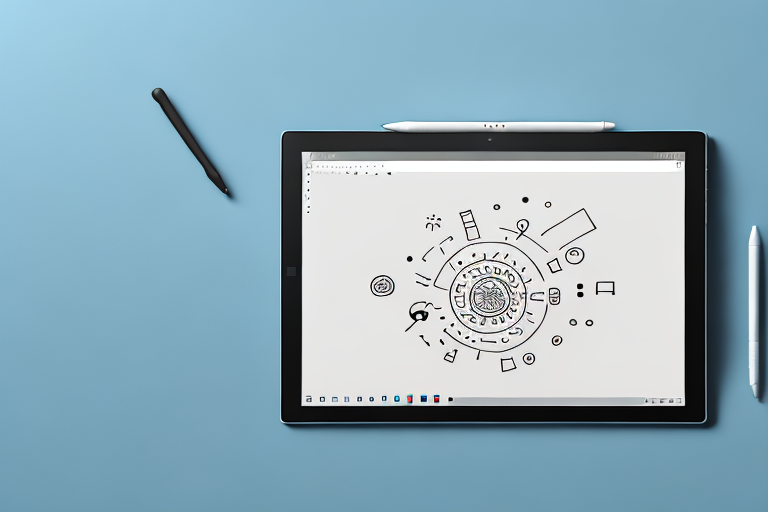 A surface pro 3 tablet with a screenshot symbol on its screen