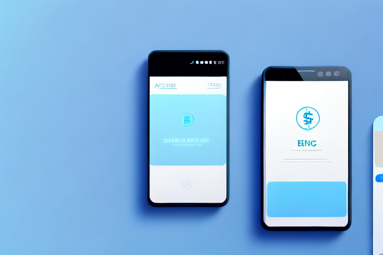 A smartphone displaying a generic bank app interface with an overlay indicating the screenshot function being activated