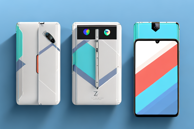 The z fold 4 smartphone opened in its unique folding design