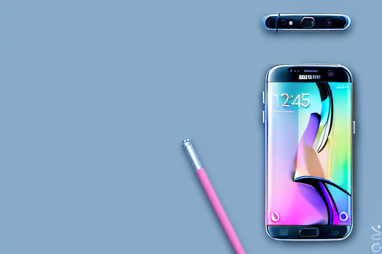 A galaxy s7 smartphone with a glowing screen