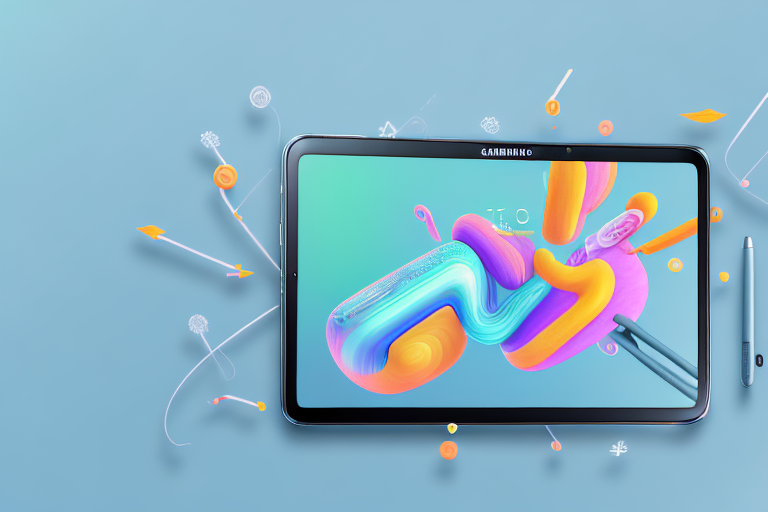 A samsung tablet s6 lite with a stylized