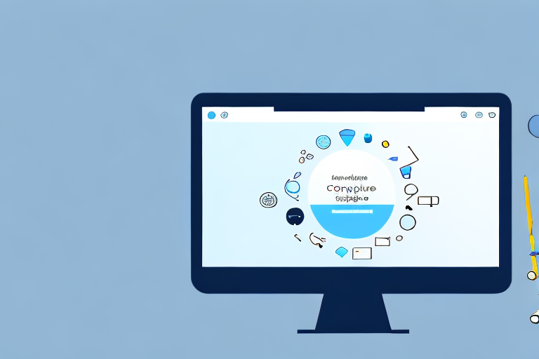 A desktop computer with a screenshot tool icon on the screen