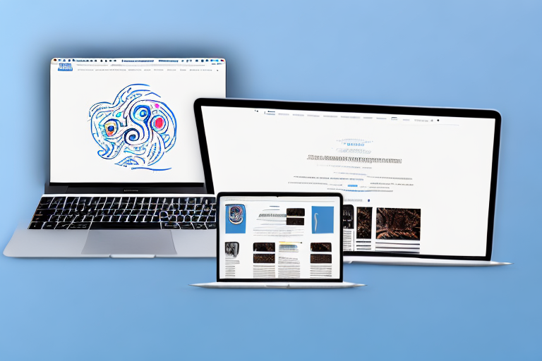 A macbook with the screen displaying a generic website