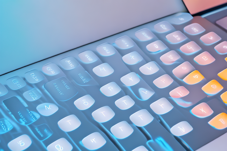 A macbook with a sequence of highlighted keys to indicate the process of taking a screenshot