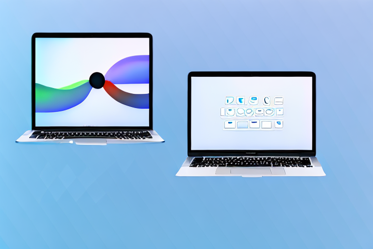 A macbook with the screen displaying a generic application