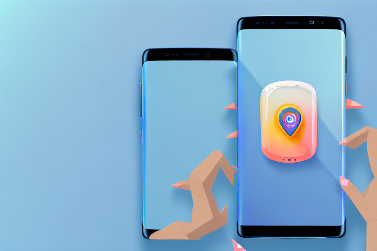 A samsung smartphone with a highlighted power button and volume down button