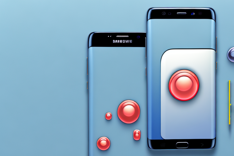 A samsung smartphone with its power and volume down buttons highlighted