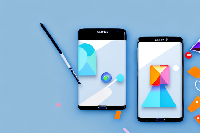 A samsung smartphone displaying a screenshot with cropping tool icons visible on the screen