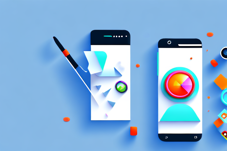 An android smartphone displaying an open screenshot editing app with various editing tools like crop