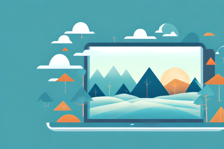 A computer screen displaying a beautiful landscape