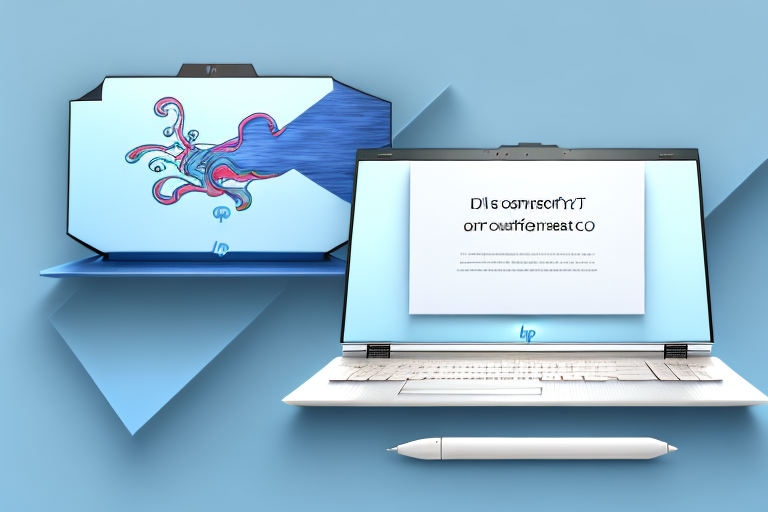 An hp laptop with a dialogue box showing the screenshot command on the screen