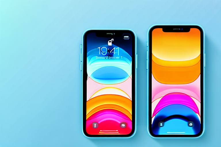 An iphone 11 displaying a brightly colored screen