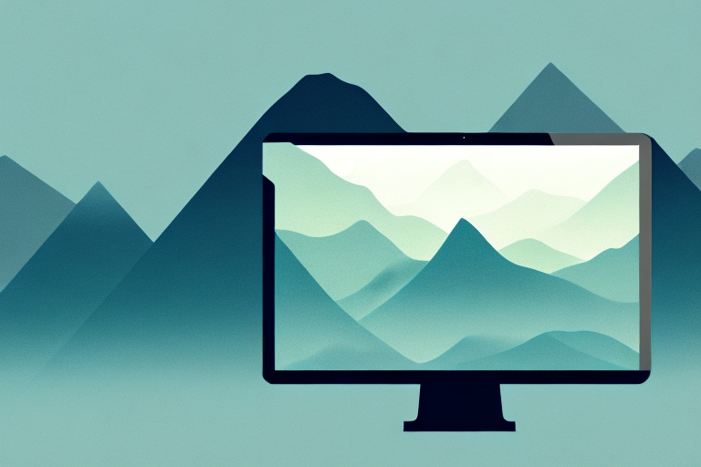 A computer screen displaying a picturesque landscape