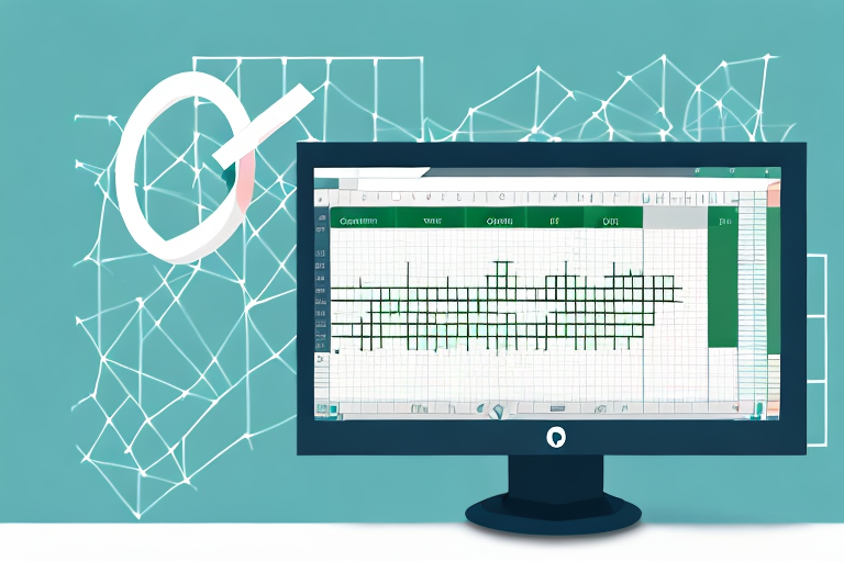 A computer monitor displaying an excel spreadsheet with a digital tool capturing a highlighted area