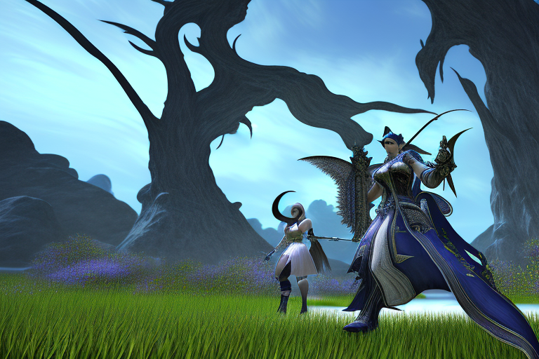 A computer screen displaying a vivid and detailed scene from the game ffxiv