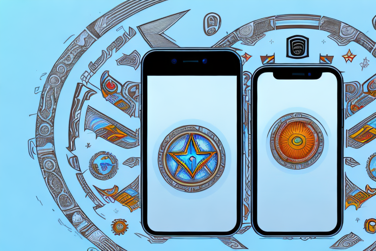 An iphone with a shield symbol on the screen