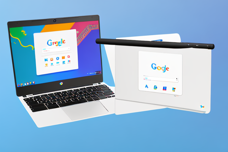 A chromebook laptop with a glowing screen