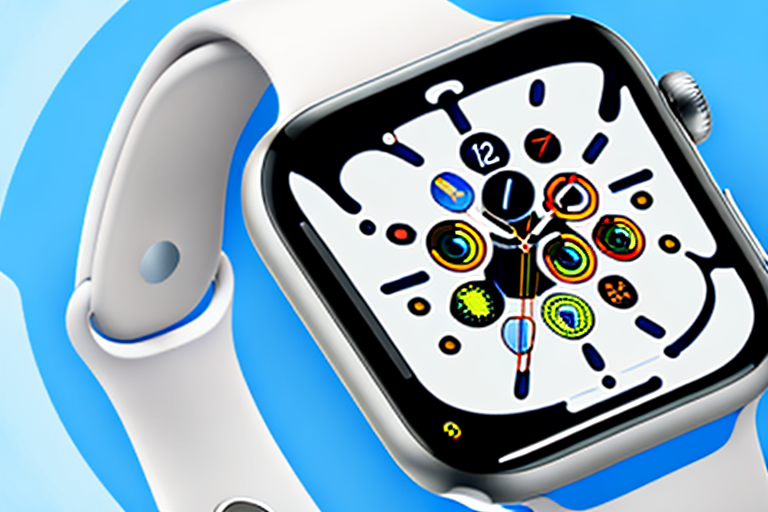 An apple watch showing a screen capture with a symbolic representation of the side button and digital crown being pressed simultaneously