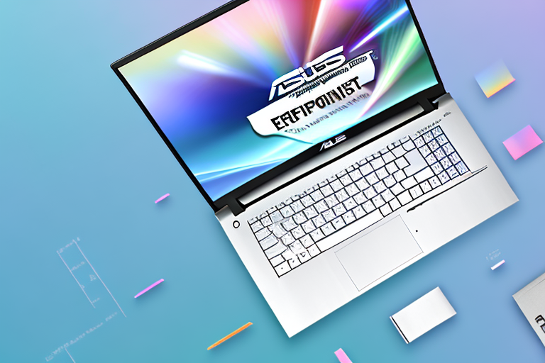 An asus laptop with a highlighted keyboard