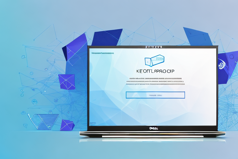 A dell laptop with a highlighted print screen key and a pop-up image representing a screenshot