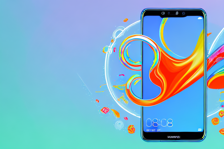 A huawei smartphone displaying a vibrant screen