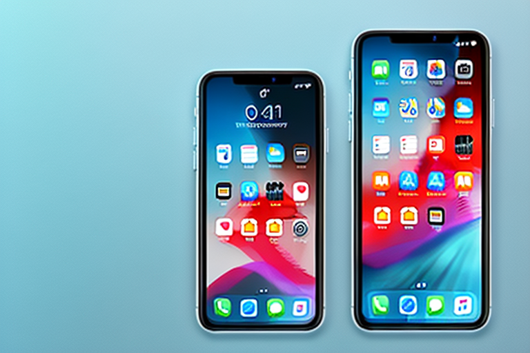 An iphone 11 pro max with its screen displaying a picturesque landscape