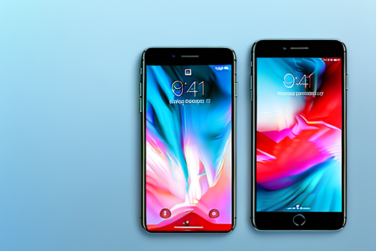 An iphone 8 plus with a glowing screen