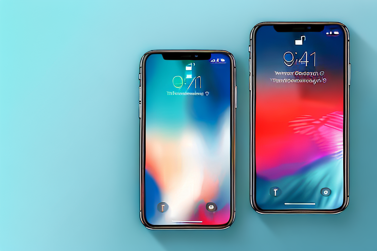 An iphone x displaying a brightly colored screen with a highlighted side button and volume up button