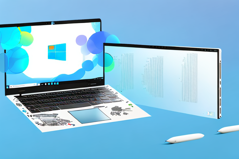 A laptop with windows 10 interface on the screen