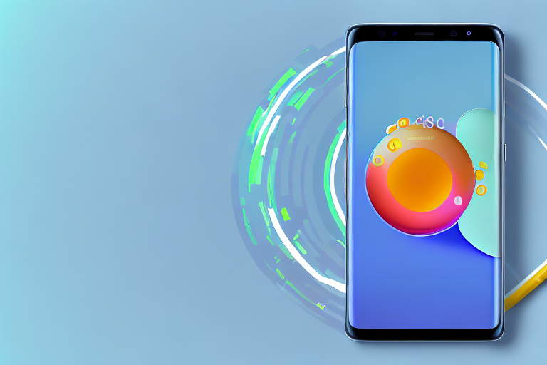 The samsung s22 smartphone with a highlighted power and volume down button