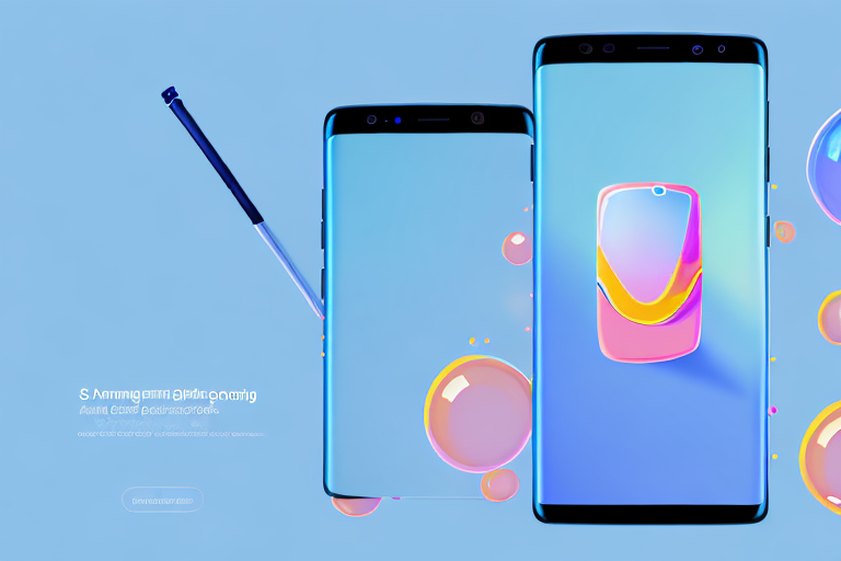 A samsung smartphone with a glowing screen