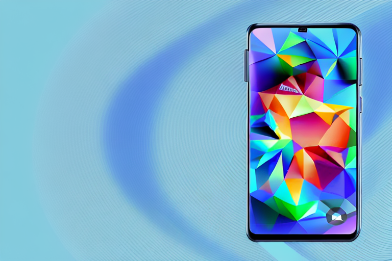 A samsung s21 smartphone with a stylized