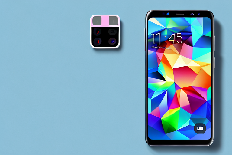 A samsung s22 smartphone with a glowing screen