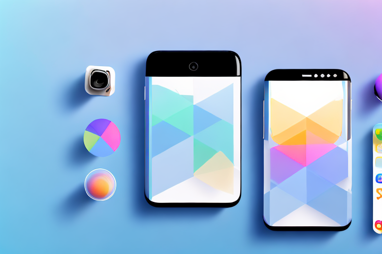 A smartphone displaying a colorful app interface