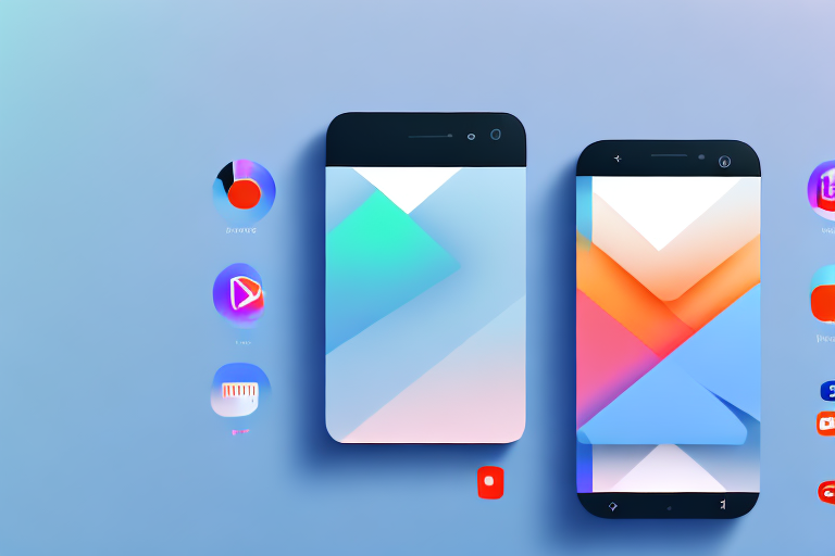 A smartphone displaying a colorful app interface