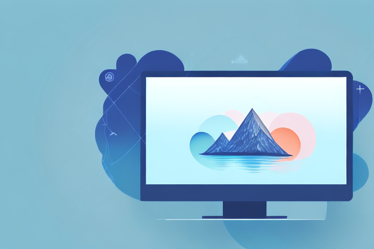 A computer screen displaying an aesthetically pleasing landscape