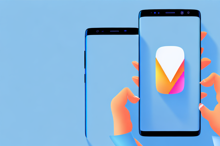 A samsung smartphone with a transparent pop-up showing the power and volume down buttons being pressed simultaneously