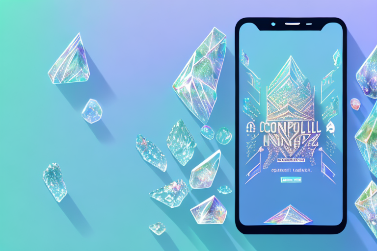 A smartphone with a high-resolution screenshot of a picturesque landscape on the screen