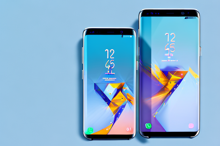 The galaxy s8 smartphone with a snapshot-like frame appearing on the screen